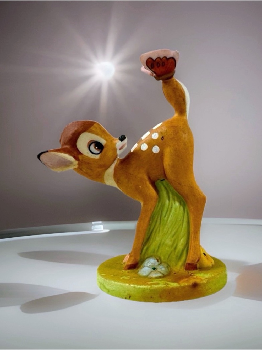 Vintage Disney Bambi Ceramic Figurine Deer Fawn Butterfly